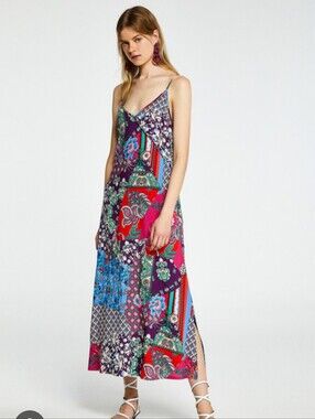 SFERA | S Viscose Patchwork Slip Dress | multicolour